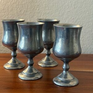 Vintage Carson Statesmetal XIII Pewter Wine Goblets Lead Free Rustic Barware
